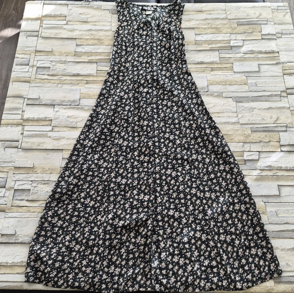 VTG Switch usa Dress Women's 7 Black Soft Witchy A-line Romantic Grunge 90's - Picture 10 of 10